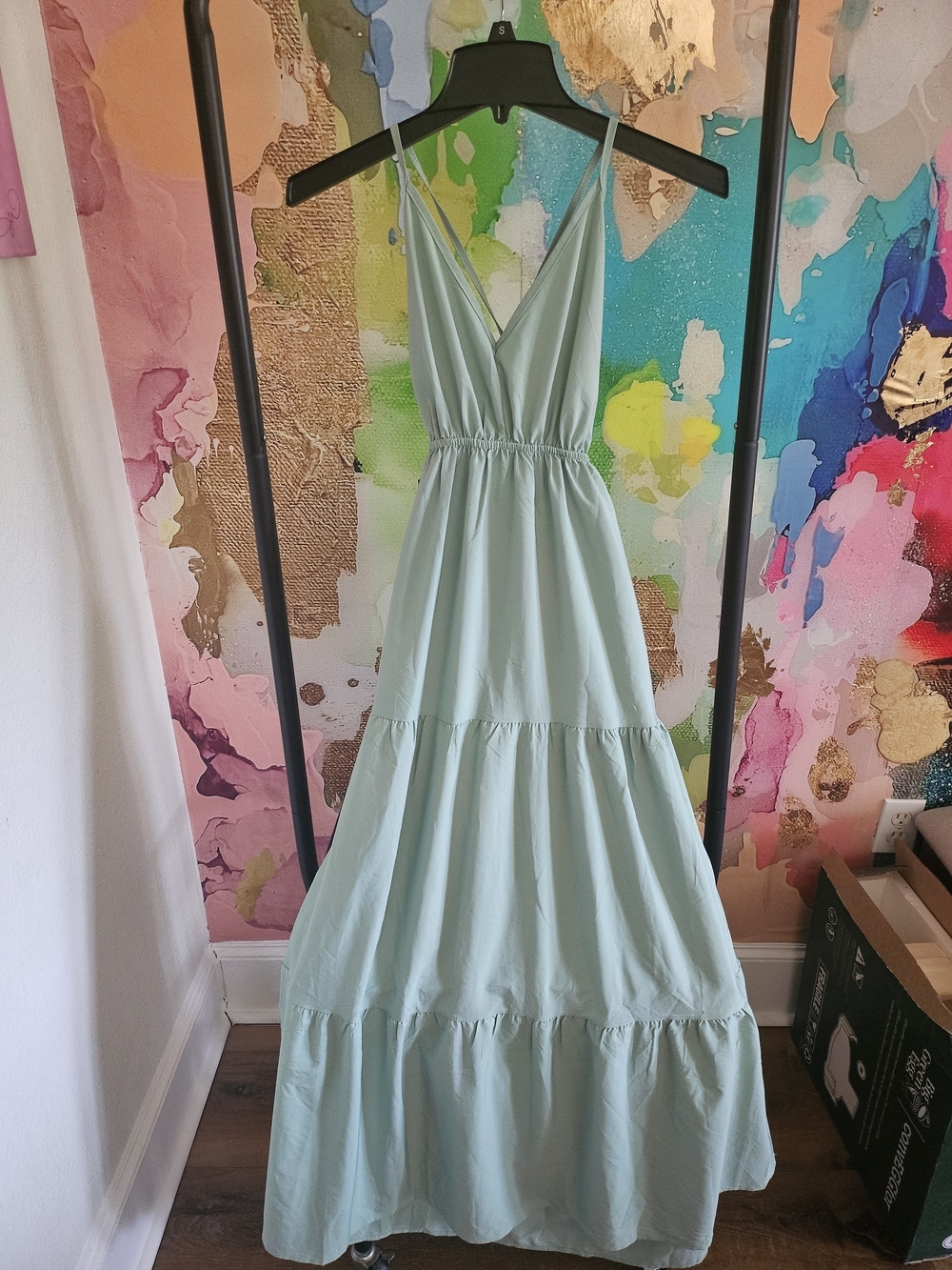 Sleeveless Tiered Maxi Dress in Light Mint Green